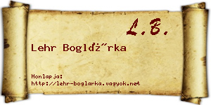 Lehr Boglárka névjegykártya
